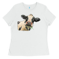 White holstein heifer face Ladies Tee - LillyAllenDesigns