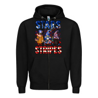 Black Stars and stripes gnomes 4th of july Zipper Hoodie - CowGirlArtShop