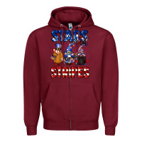 Burgundy Stars and stripes gnomes 4th of july Zipper Hoodie - CowGirlArtShop