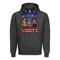 Charcoal Heather Stars and stripes gnomes 4th of july Zipper Hoodie - CowGirlArtShop