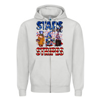 Dove Grey Stars and stripes gnomes 4th of july Zipper Hoodie - CowGirlArtShop