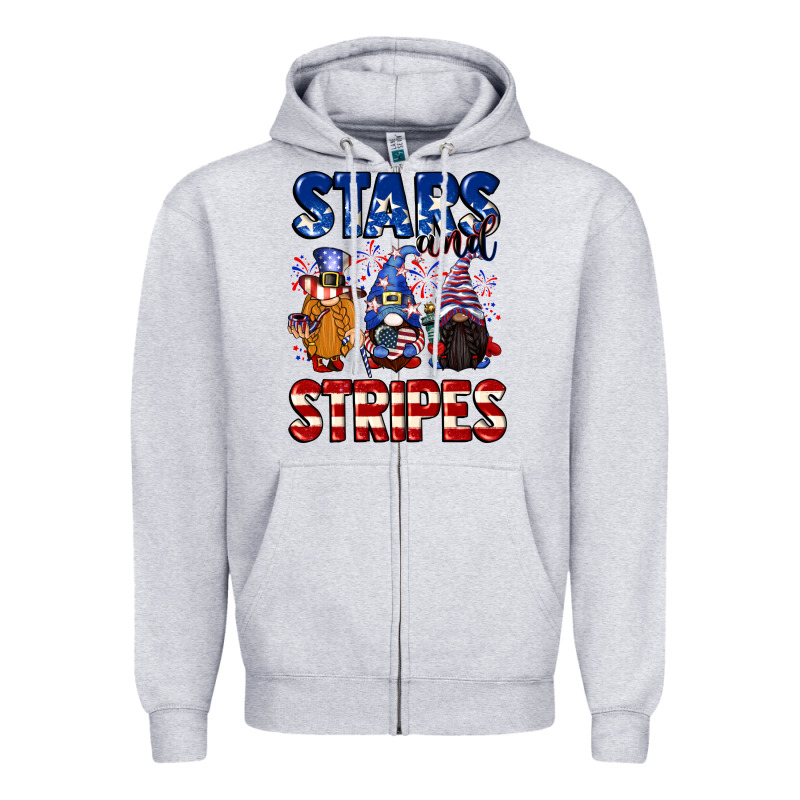 Stars And Stripes Gnomes 4th Of July Zipper Hoodie by CowGirlArtShop | Teevron