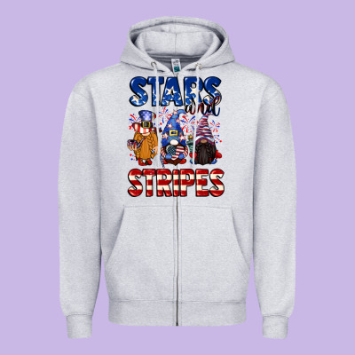 Stars And Stripes Gnomes 4th Of July Zipper Hoodie Designed By Cowgirlartshop