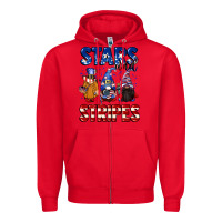 Red Stars and stripes gnomes 4th of july Zipper Hoodie - CowGirlArtShop