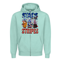 Seafoam Stars and stripes gnomes 4th of july Zipper Hoodie - CowGirlArtShop