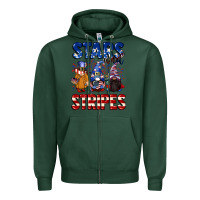 Sports Green Stars and stripes gnomes 4th of july Zipper Hoodie - CowGirlArtShop