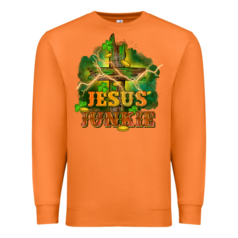 Jesus Junkie St. Patricks Day Premium Sweatshirt by FaDigitalArtStudio | Teevron