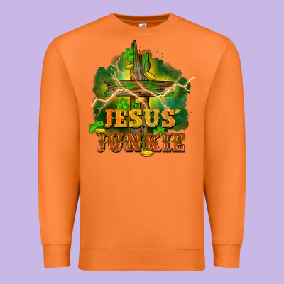 Jesus Junkie St. Patricks Day Premium Sweatshirt Designed By Fadigitalartstudio