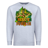 Heather Grey Jesus junkie St. Patricks Day Premium Sweatshirt - FaDigitalArtStudio