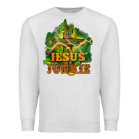 Oatmeal Heather Jesus junkie St. Patricks Day Premium Sweatshirt - FaDigitalArtStudio