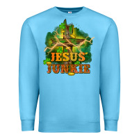 Ocean Blue Jesus junkie St. Patricks Day Premium Sweatshirt - FaDigitalArtStudio