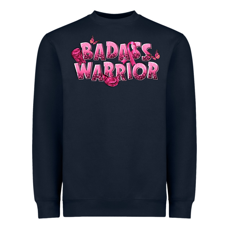 Badass Warrior Breast Cancer Heavyweight Sweatshirt by NancyCooperArtShop | Teevron