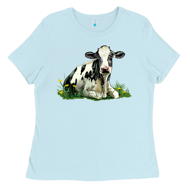 Holstein Cow Sitting Ladies Tee by LillyAllenDesigns | Teevron