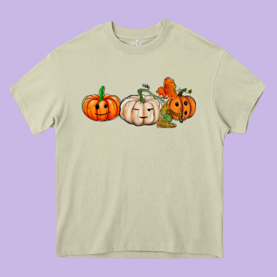 Pumpkins Face Heavy Core Tee Designed By Adodesignshop