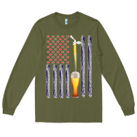 Army Green American Flag Beer Long Sleeve Tee - Bettercallsaul