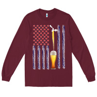 Burgundy American Flag Beer Long Sleeve Tee - Bettercallsaul