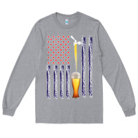 Heather Grey American Flag Beer Long Sleeve Tee - Bettercallsaul