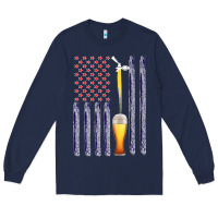 Navy American Flag Beer Long Sleeve Tee - Bettercallsaul