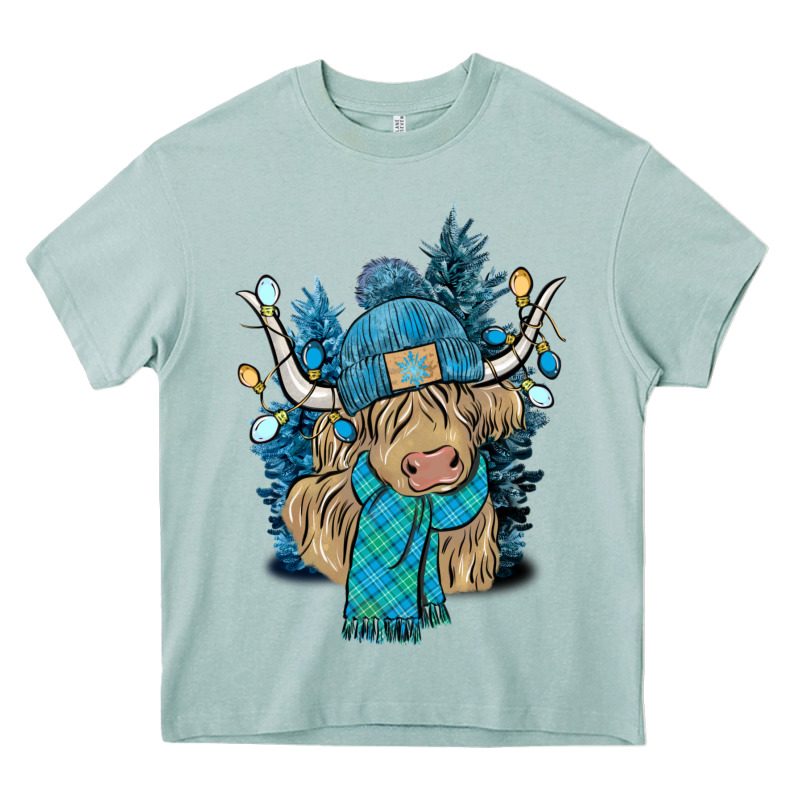 Winter Long Haired Cow Heavy Core Tee by NancyCooperArtShop | Teevron