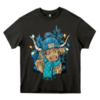 Asphalt Winter long haired Cow Heavy Core Tee - NancyCooperArtShop
