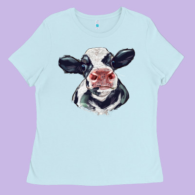 Holstein Calf Face Ladies Tee Designed By Lillyallendesigns