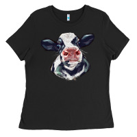 Black holstein calf face Ladies Tee - LillyAllenDesigns