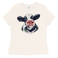Bone holstein calf face Ladies Tee - LillyAllenDesigns