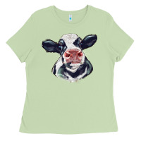 Matcha holstein calf face Ladies Tee - LillyAllenDesigns