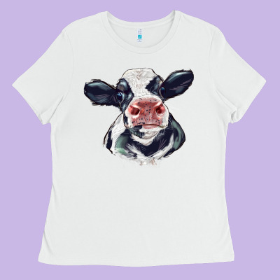 Holstein Calf Face Ladies Tee Designed By Lillyallendesigns