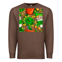 Chestnut coffee cups st. patrick's day with leopard seamless pattern bbs Premium Sweatshirt - BundleAndBundleShop