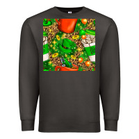 Smoke coffee cups st. patrick's day with leopard seamless pattern bbs Premium Sweatshirt - BundleAndBundleShop