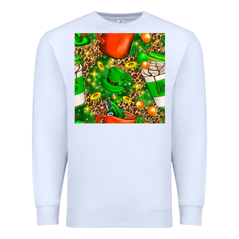 Coffee Cups St. Patrick's Day With Leopard Seamless Pattern Bbs Premium Sweatshirt by BundleAndBundleShop | Teevron