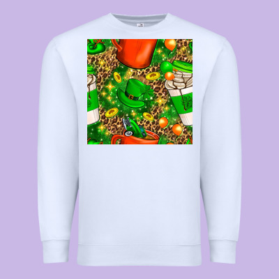 Coffee Cups St. Patrick's Day With Leopard Seamless Pattern Bbs Premium Sweatshirt Designed By Bundleandbundleshop