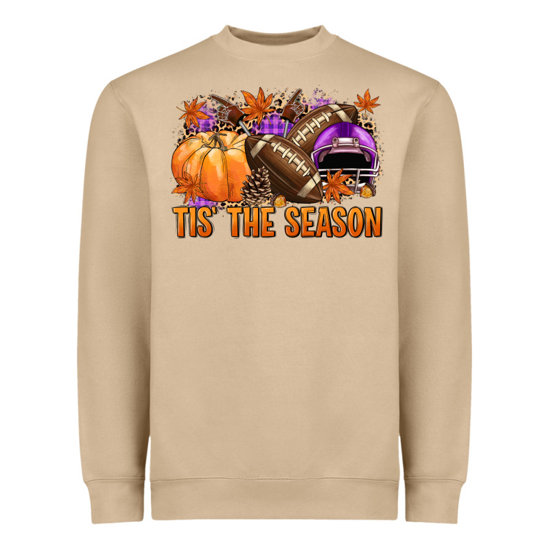 Tis' The Season Football Purple Helmet Heavyweight Sweatshirt by NancyCooperArtShop | Teevron