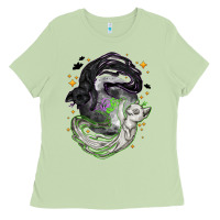 Matcha Magical cats ghost with moon Halloween Ladies Tee - NancyCooperArtShop