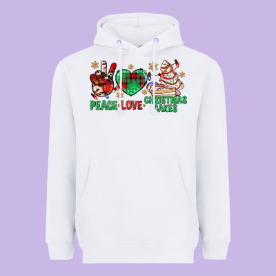 Peace Love Christmas Cakes Bbs Heavyweight Hoodie Designed By Bundleandbundleshop