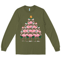 Army Green Christmas Tree Flamingo Long Sleeve Tee - Bettercallsaul