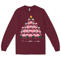Burgundy Christmas Tree Flamingo Long Sleeve Tee - Bettercallsaul