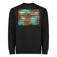 Black Serape and Leopard Background Heavyweight Sweatshirt - texasbilliewilder