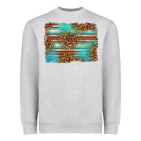 Heather Grey Serape and Leopard Background Heavyweight Sweatshirt - texasbilliewilder