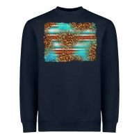 Navy Serape and Leopard Background Heavyweight Sweatshirt - texasbilliewilder