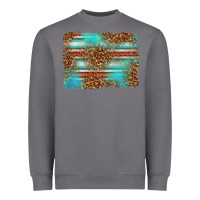 Storm Serape and Leopard Background Heavyweight Sweatshirt - texasbilliewilder