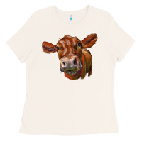 Bone red angus face Ladies Tee - LillyAllenDesigns