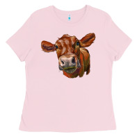 Bubblegum Pink red angus face Ladies Tee - LillyAllenDesigns