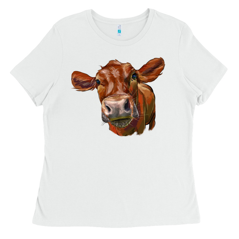 Red Angus Face Ladies Tee by LillyAllenDesigns | Teevron