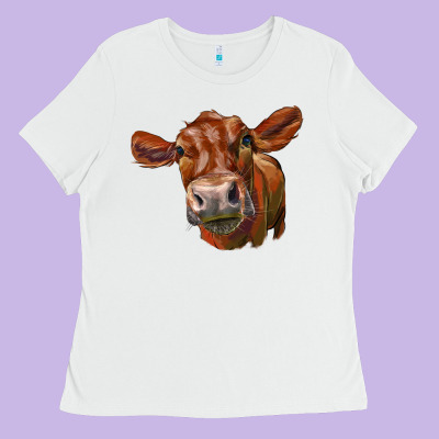 Red Angus Face Ladies Tee Designed By Lillyallendesigns