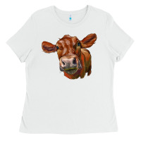 White red angus face Ladies Tee - LillyAllenDesigns
