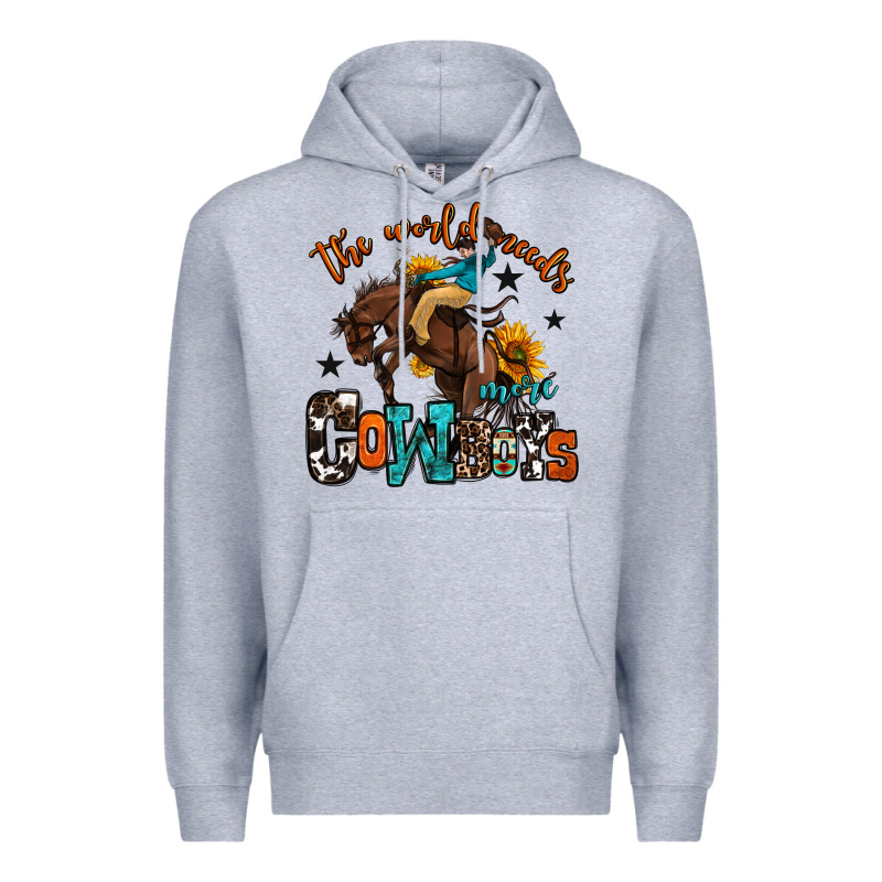 The World Needs More Cowboys Premium Hoodie by OliviaCreatesArt | Teevron