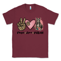 Burgundy peace love pitbull Classic Tee - JahusDesignShop