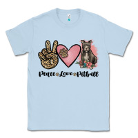 Dusty Blue peace love pitbull Classic Tee - JahusDesignShop